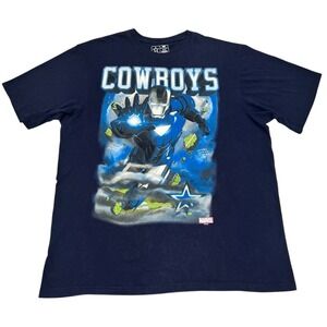 Dallas Cowboys Team Apparel Shirt‎ Men's Large Marvel Iron Man Blue Graphic Tee